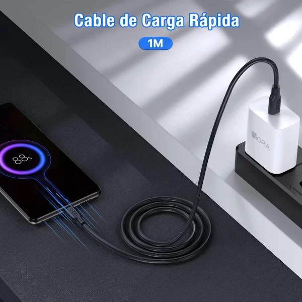 Cable Tipo C a Tipo C Carga Rapida 3a 1m Datos