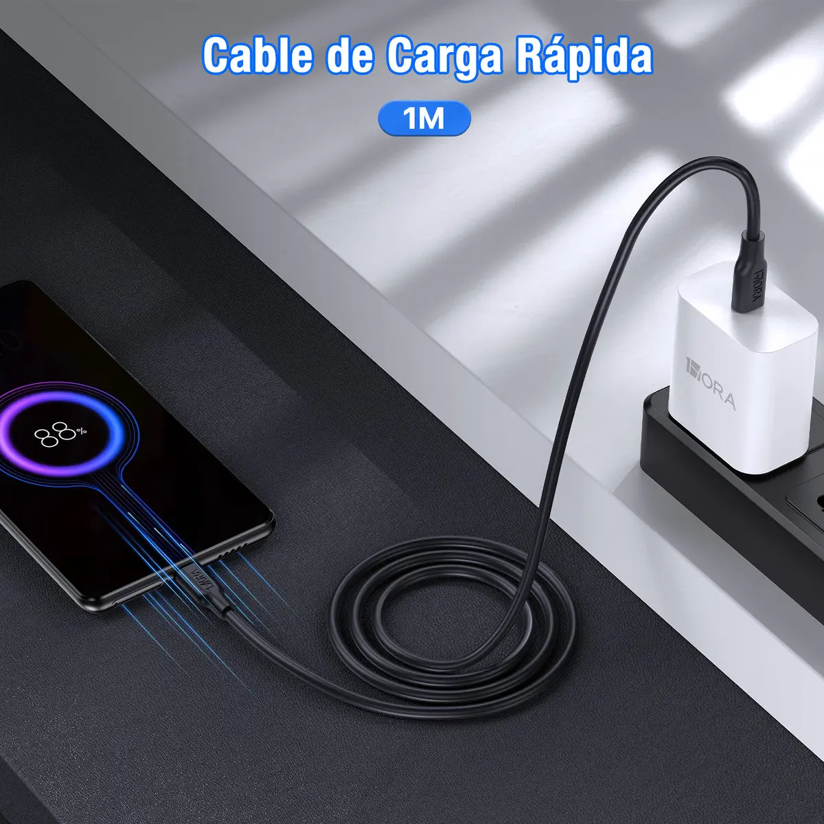 Cable Tipo C a Tipo C Carga Rapida 3a 1m Datos