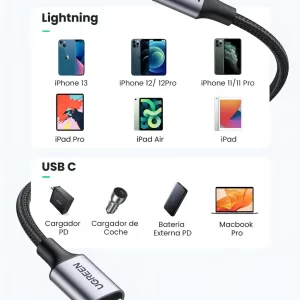 Cable Usb C a Lightning iPhone Ipad Mfi Carga Rapida 2m Ugreen