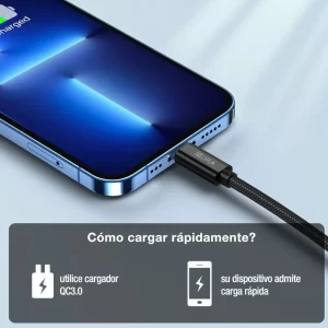 Cable Usb Lightning iPhone Carga Rapida 2.4a 1m Trenzado