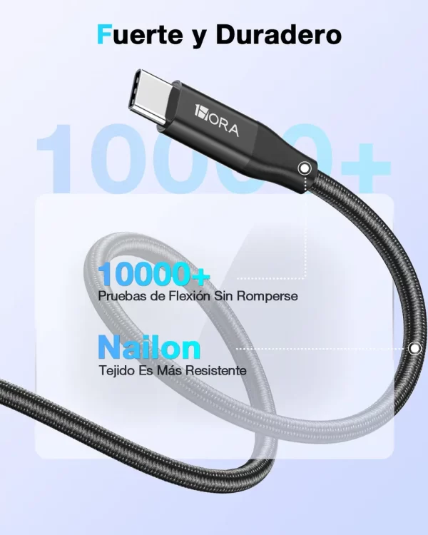 Cable Usb a Tipo C Carga Rapida 3a 1m Trenzado Datos