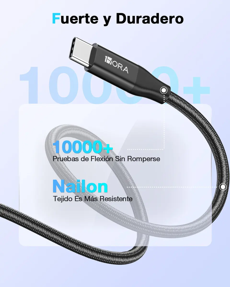 Cable Usb a Tipo C Carga Rapida 3a 1m Trenzado Datos