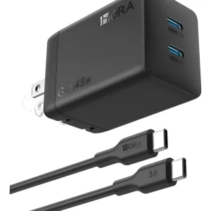 Cargador Tipo C 45w Carga Rapida 2 Puertos Gan Con Cable