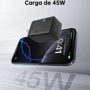 Cargador Tipo C 45w Carga Rapida 2 Puertos Gan Con Cable