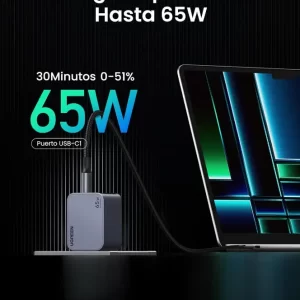 Cargador Usb C 65w Carga Rápida 3 Puertos Gan Ugreen Con Cable