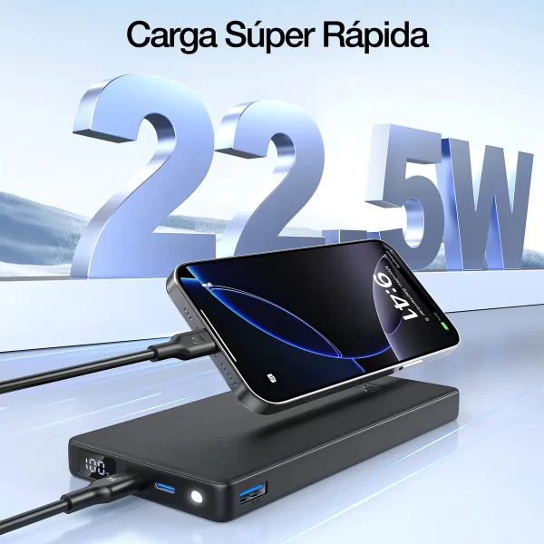 Power Bank 10000mah Carga Rapida 22.5w Pantalla 1hora