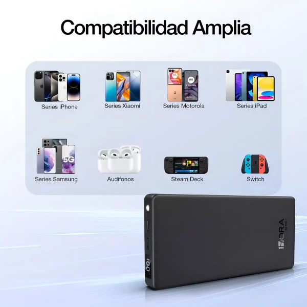 Power Bank 10000mah Carga Rapida 22.5w Pantalla 1hora