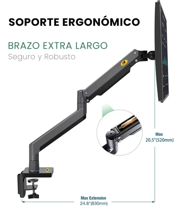 Soporte Monitor Doble Brazo North Bayou G35 22 a 32 Gas